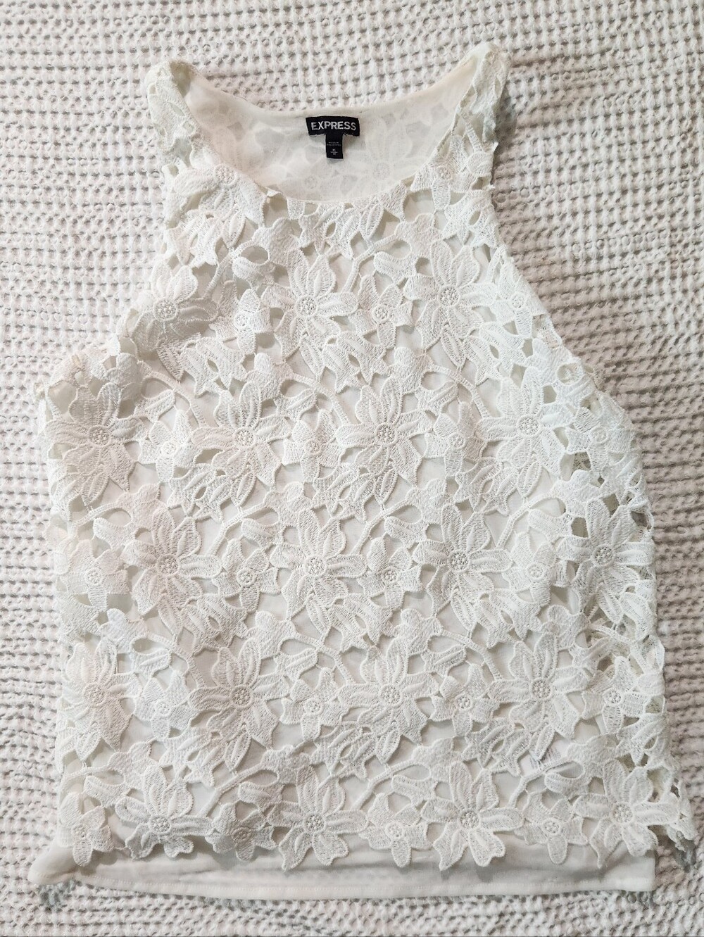 Express Cream Floral Lace Top
